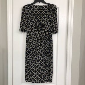 Lauren Ralph Lauren womens v neck elbow sleeves rouched side jersey knit dress 6